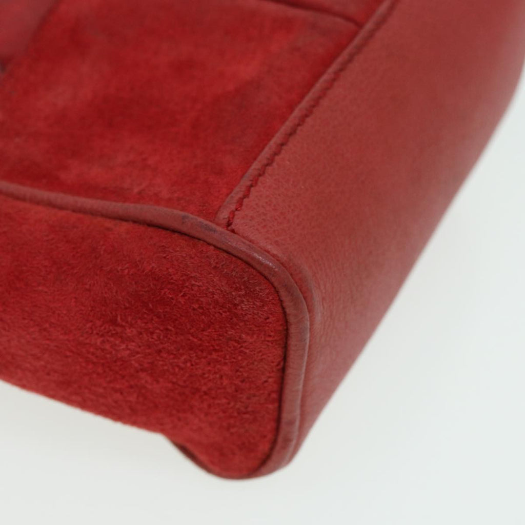GUCCI Bamboo Shoulder Bag Suede 2way Red 007 1793 0238 84245