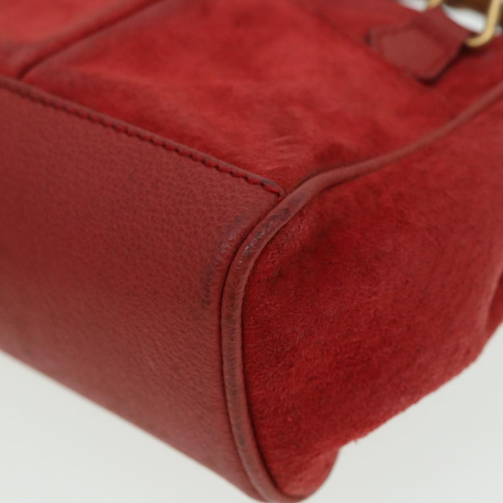 GUCCI Bamboo Shoulder Bag Suede 2way Red 007 1793 0238 84245