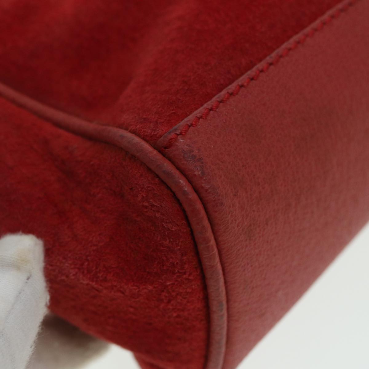 GUCCI Bamboo Shoulder Bag Suede 2way Red 007 1793 0238 84245