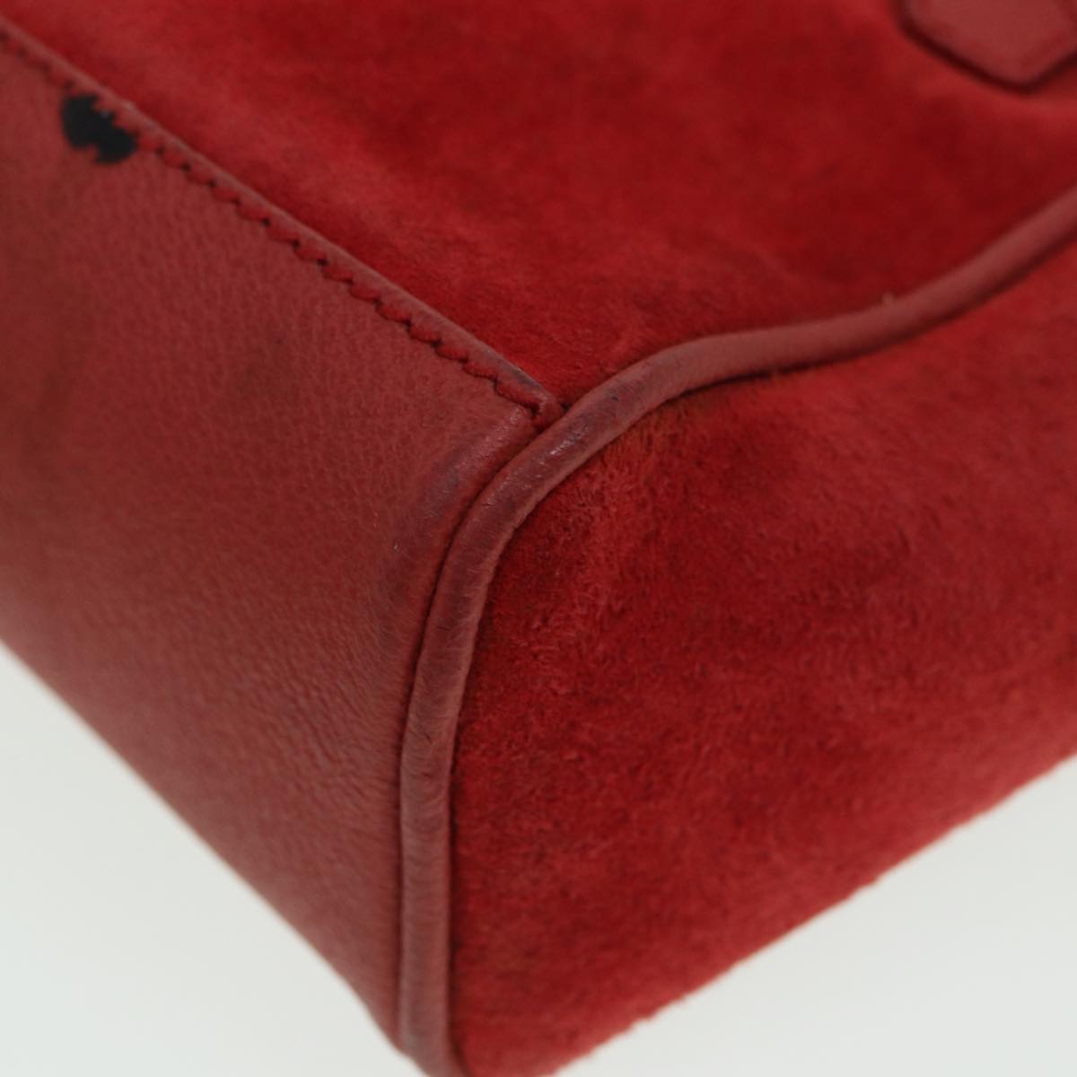 GUCCI Bamboo Shoulder Bag Suede 2way Red 007 1793 0238 84245