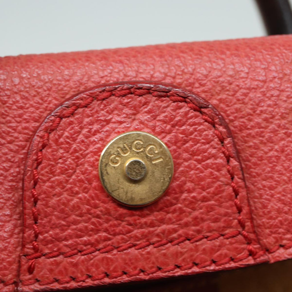 GUCCI Bamboo Shoulder Bag Suede 2way Red 007 1793 0238 84245
