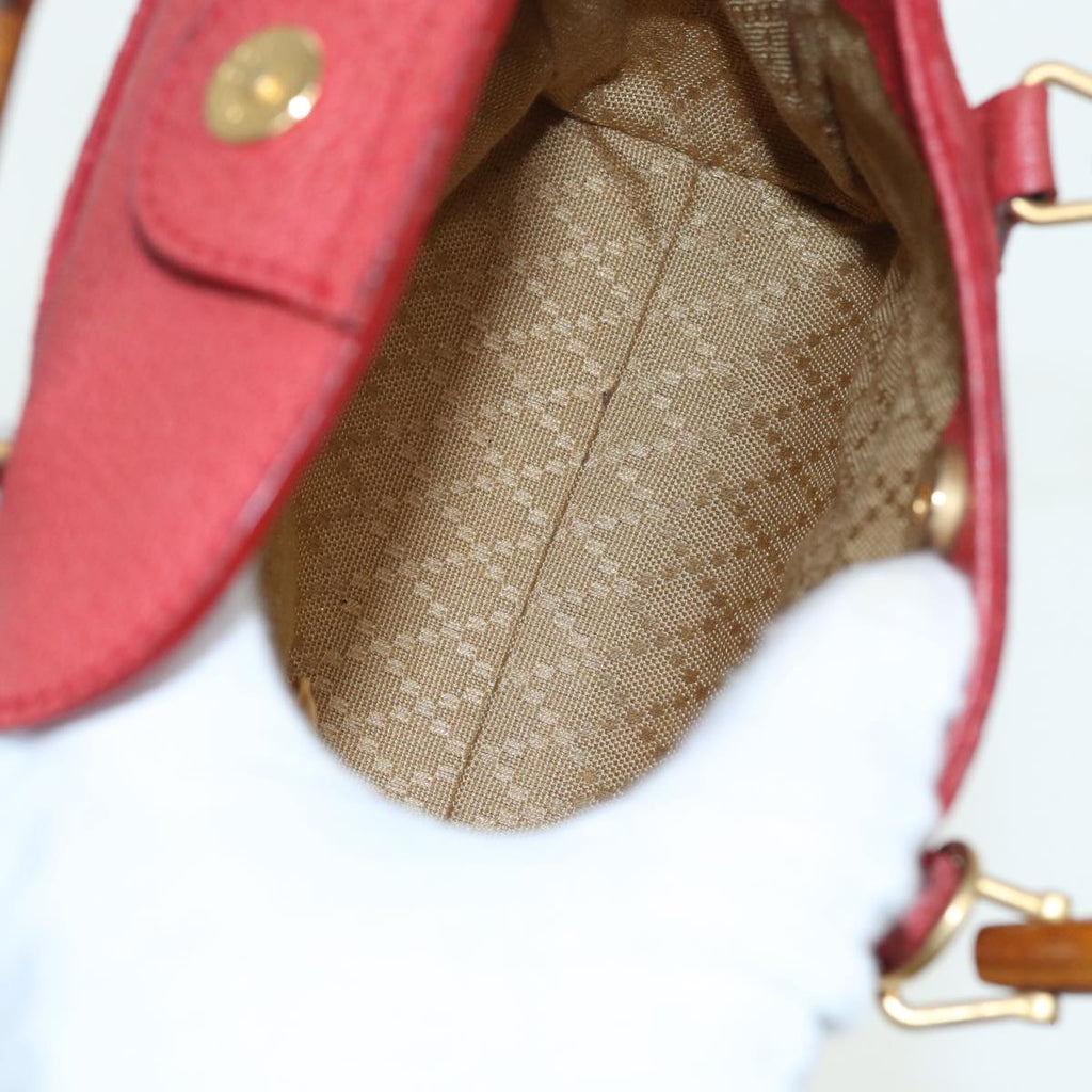 GUCCI Bamboo Shoulder Bag Suede 2way Red 007 1793 0238 84245