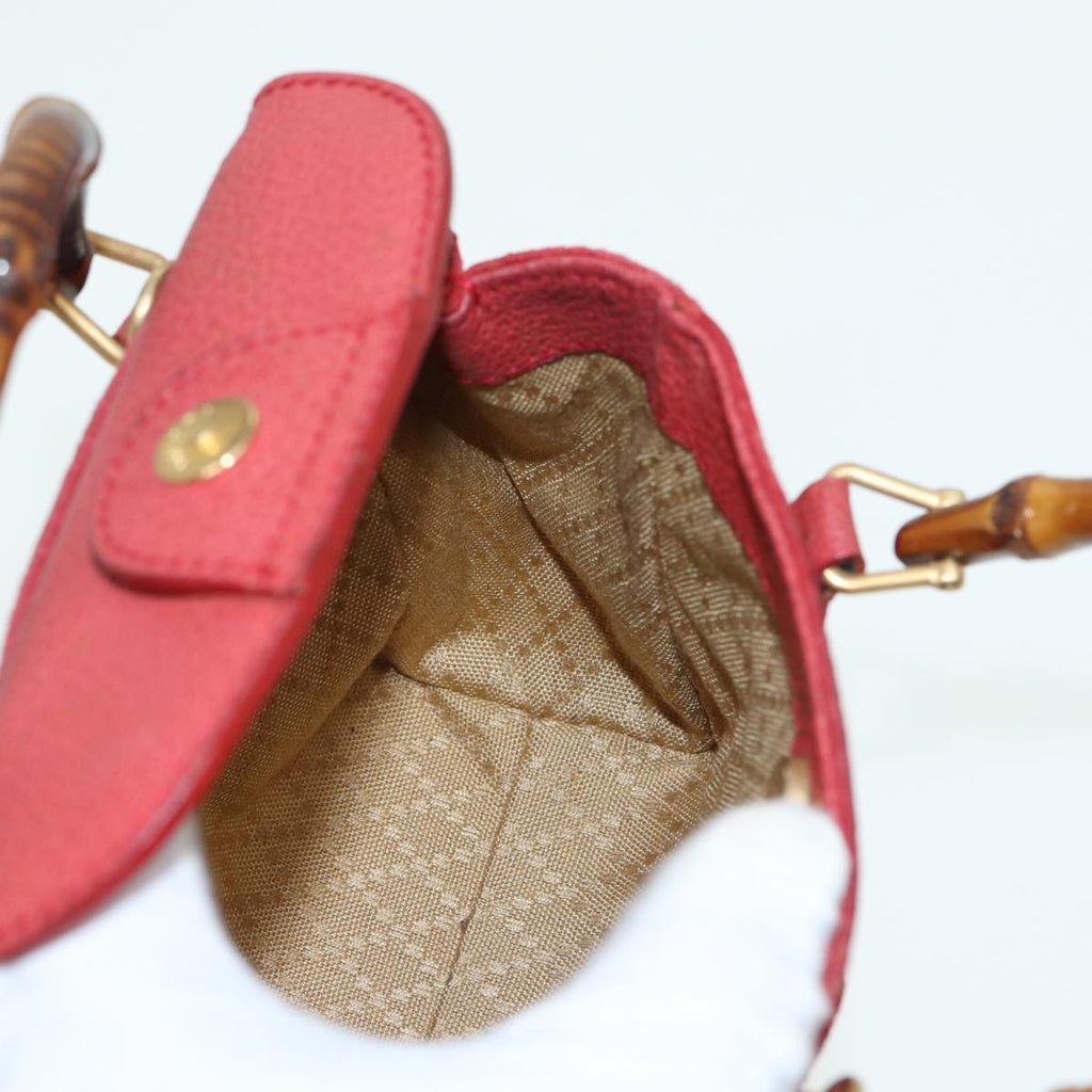 GUCCI Bamboo Shoulder Bag Suede 2way Red 007 1793 0238 84245