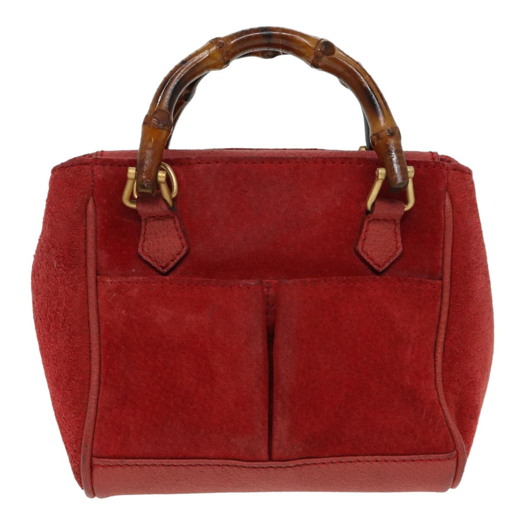 GUCCI Bamboo Shoulder Bag Suede 2way Red 007 1793 0238 84245