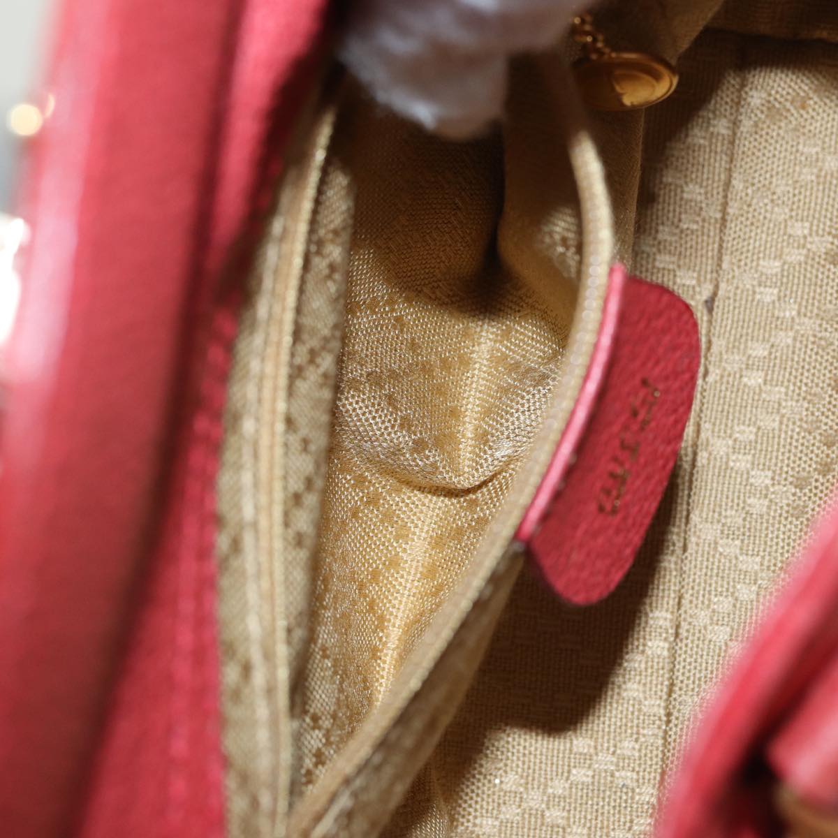 GUCCI Bamboo Shoulder Bag Suede 2way Red 007 1793 0238 84245