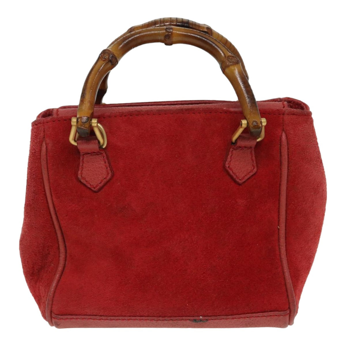GUCCI Bamboo Shoulder Bag Suede 2way Red 007 1793 0238 84245