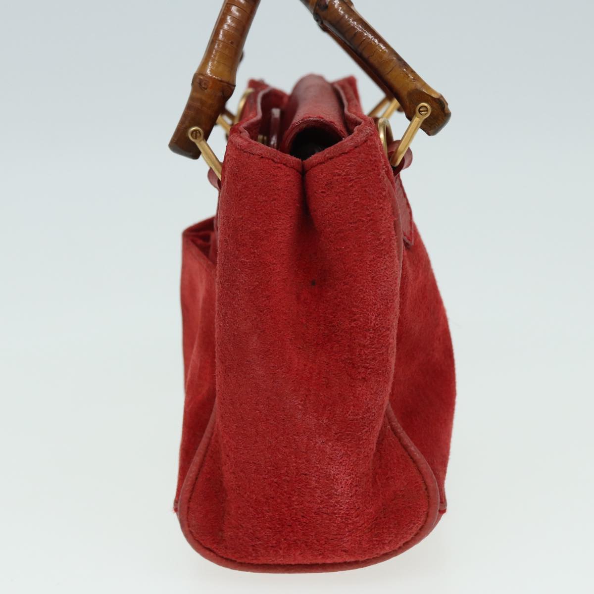 GUCCI Bamboo Shoulder Bag Suede 2way Red 007 1793 0238 84245