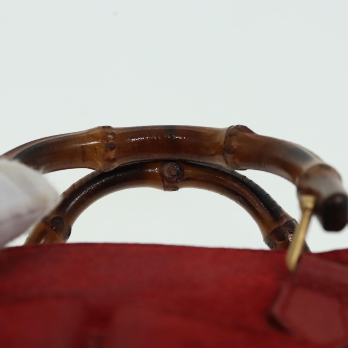 GUCCI Bamboo Shoulder Bag Suede 2way Red 007 1793 0238 84245