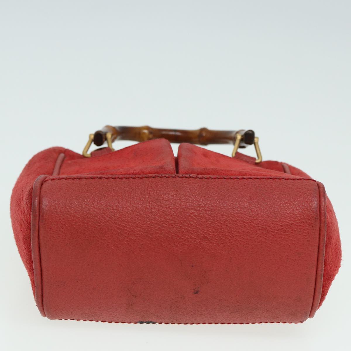 GUCCI Bamboo Shoulder Bag Suede 2way Red 007 1793 0238 84245