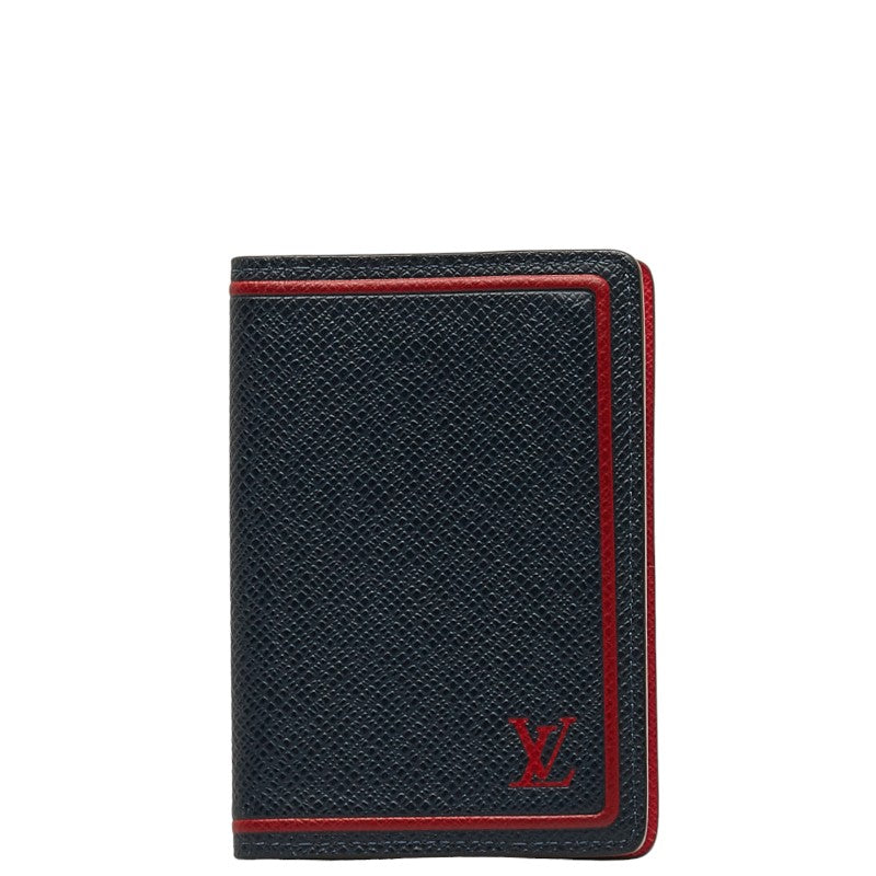 Louis Vuitton Taiga Organizer Du Posch Cardcase Passcase M63408 Blue Marine Navy Red Leather Men LOUIS VUITTON
