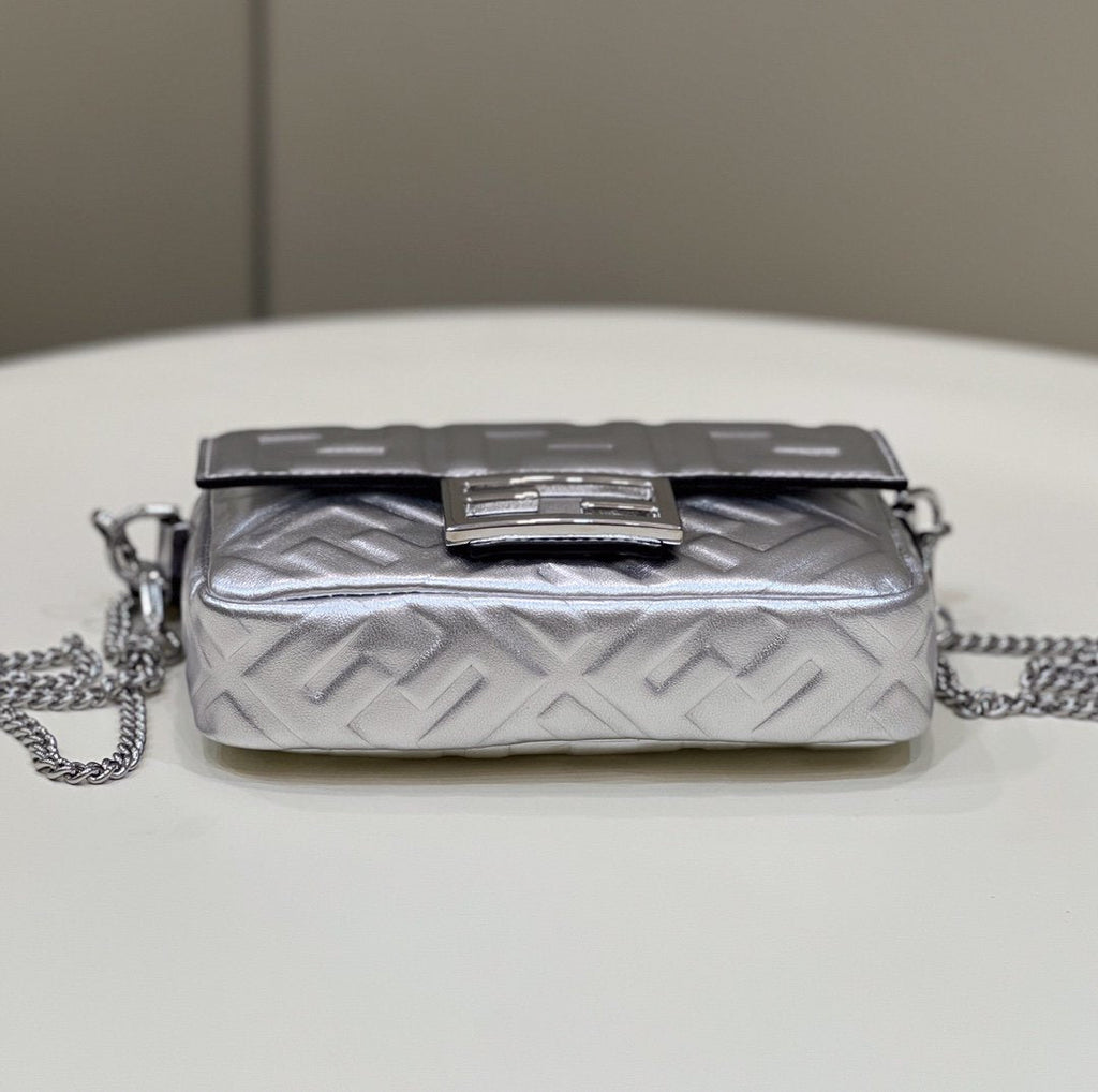 FI Baguette Silver For Women, Handbags, Shoulder And Crossbody Bags 7.5in/19cm FF 8BS017