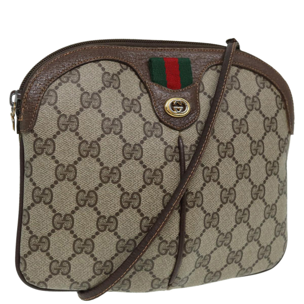 GUCCI GG Canvas Web Sherry Line Shoulder Bag PVC Beige 904 02 047 84424