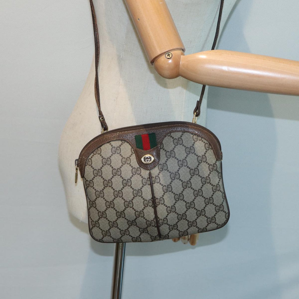 GUCCI GG Canvas Web Sherry Line Shoulder Bag PVC Beige 904 02 047 84424