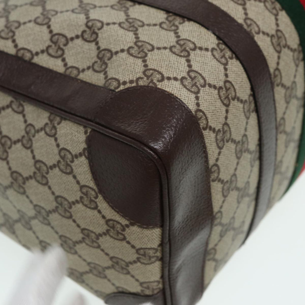 GUCCI GG Canvas Boston Bag PVC Leather Brown 84428