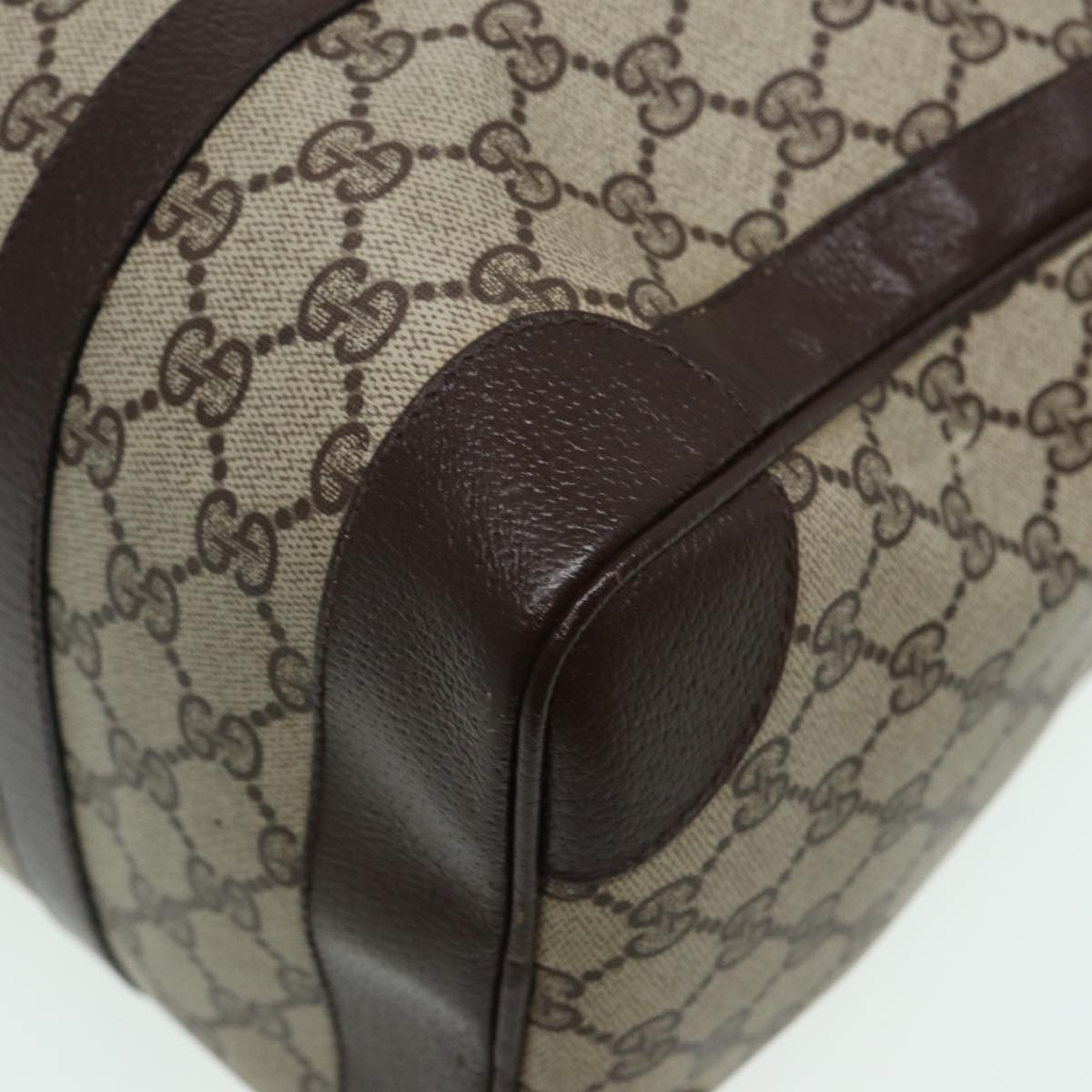 GUCCI GG Canvas Boston Bag PVC Leather Brown 84428