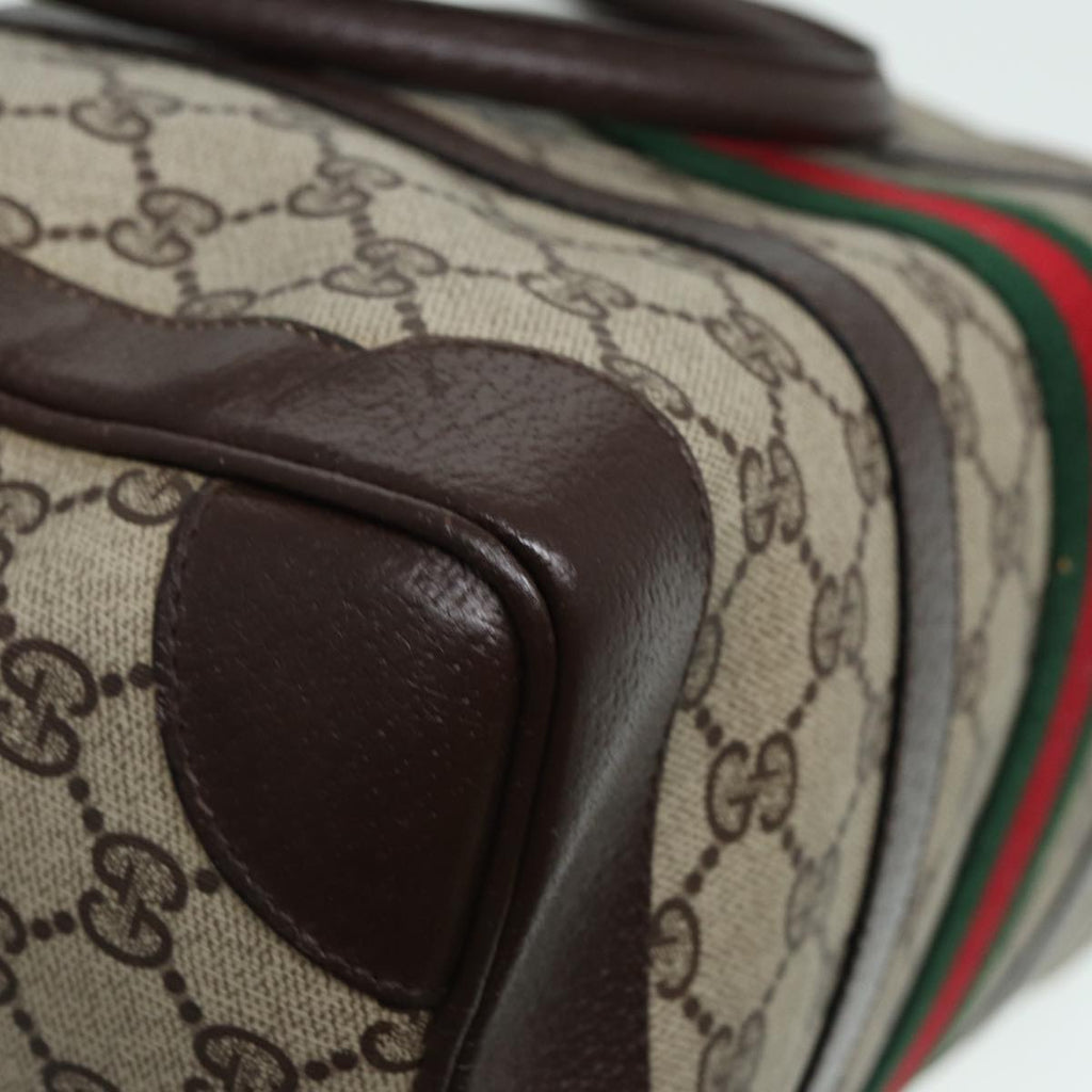 GUCCI GG Canvas Boston Bag PVC Leather Brown 84428