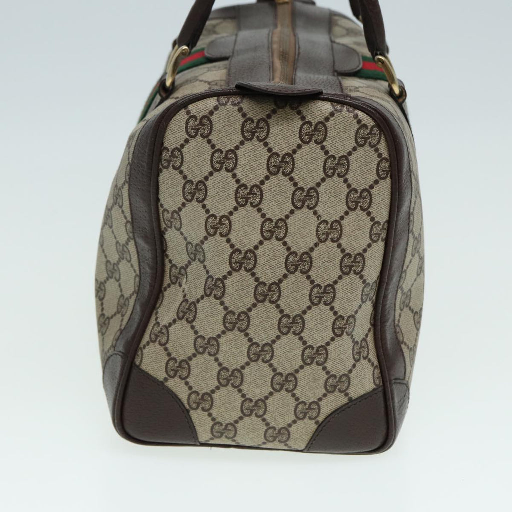 GUCCI GG Canvas Boston Bag PVC Leather Brown 84428
