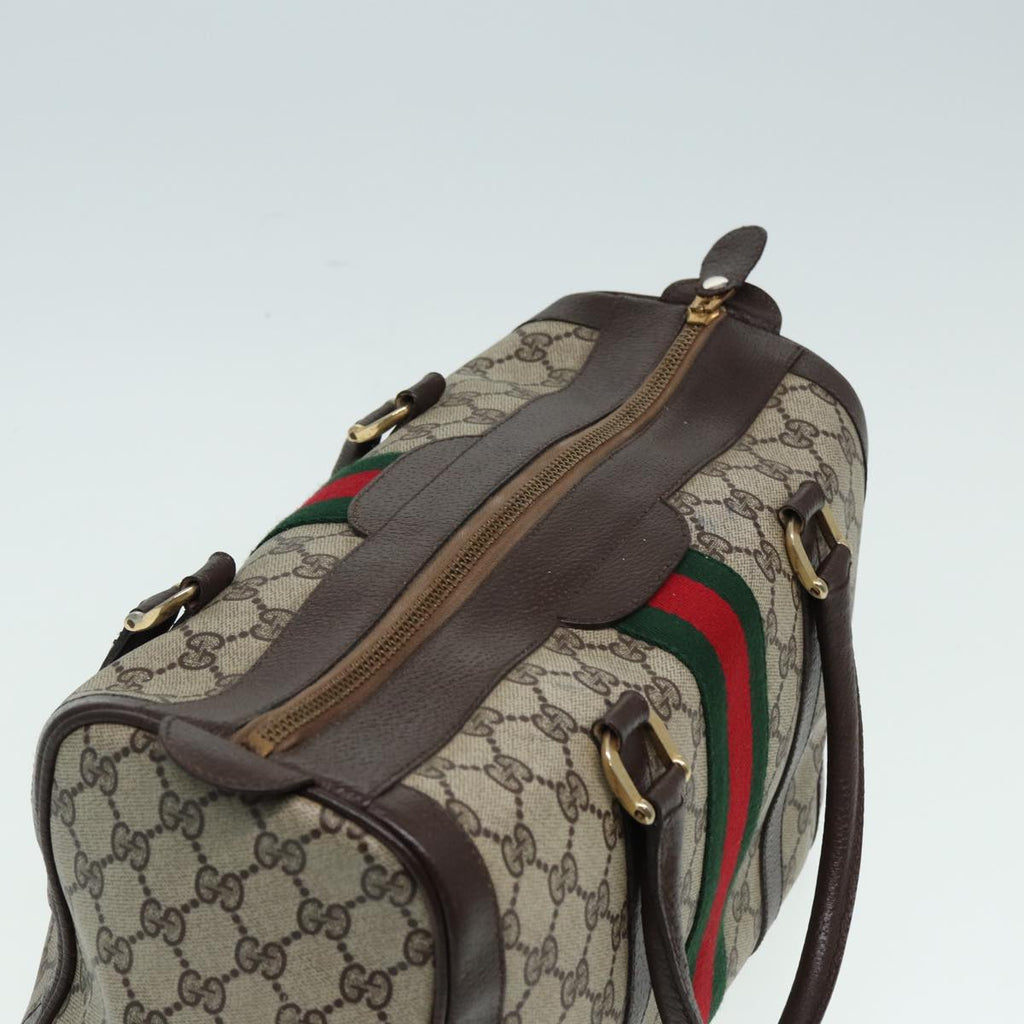 GUCCI GG Canvas Boston Bag PVC Leather Brown 84428