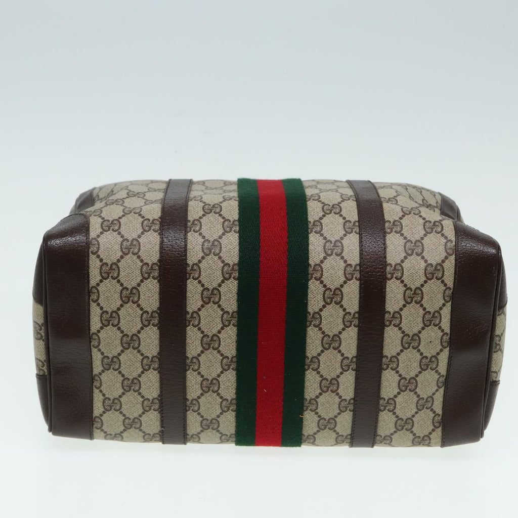 GUCCI GG Canvas Boston Bag PVC Leather Brown 84428