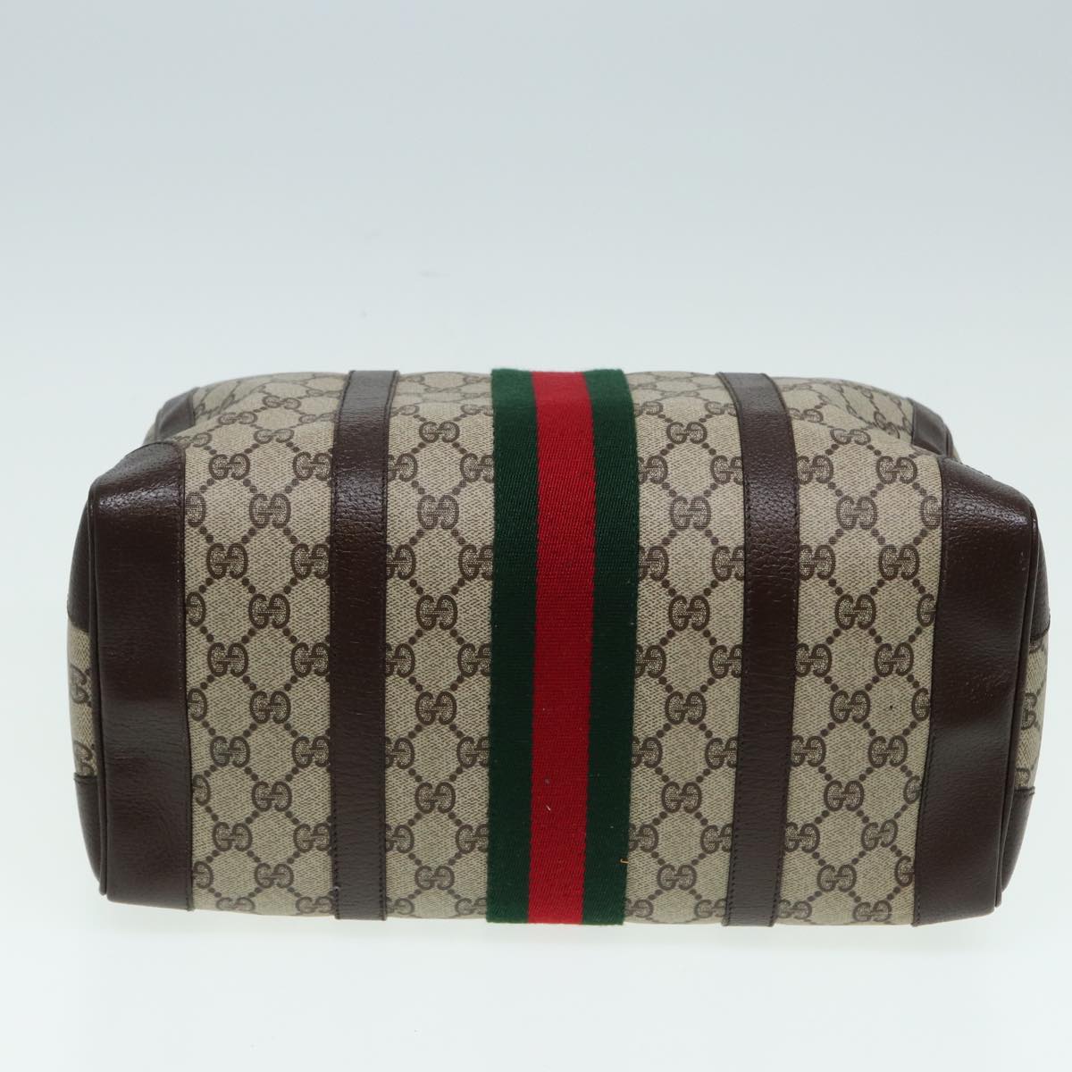 GUCCI GG Canvas Boston Bag PVC Leather Brown 84428