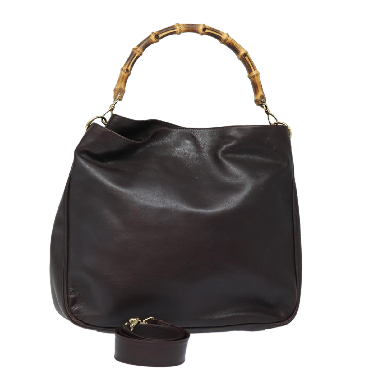 GUCCI Bamboo Shoulder Bag Leather Brown 001 2123 1777 84430