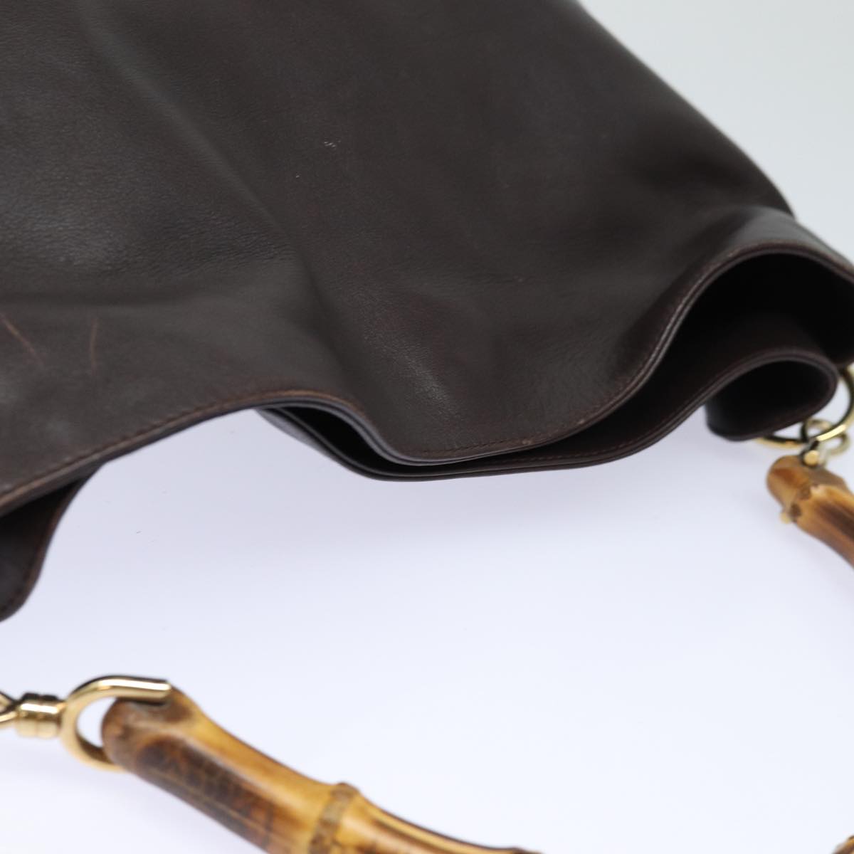 GUCCI Bamboo Shoulder Bag Leather Brown 001 2123 1777 84430