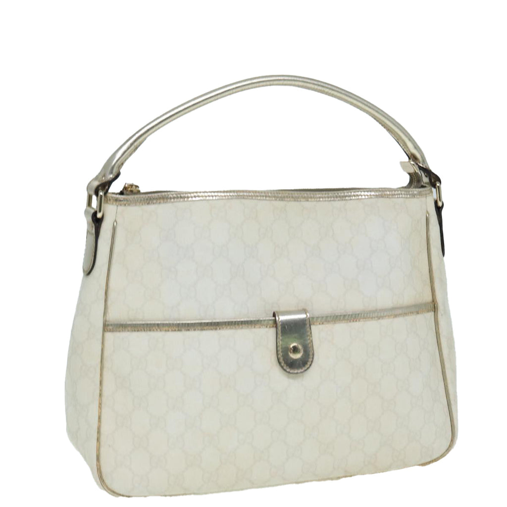 GUCCI GG Canvas Shoulder Bag PVC Leather White 84436