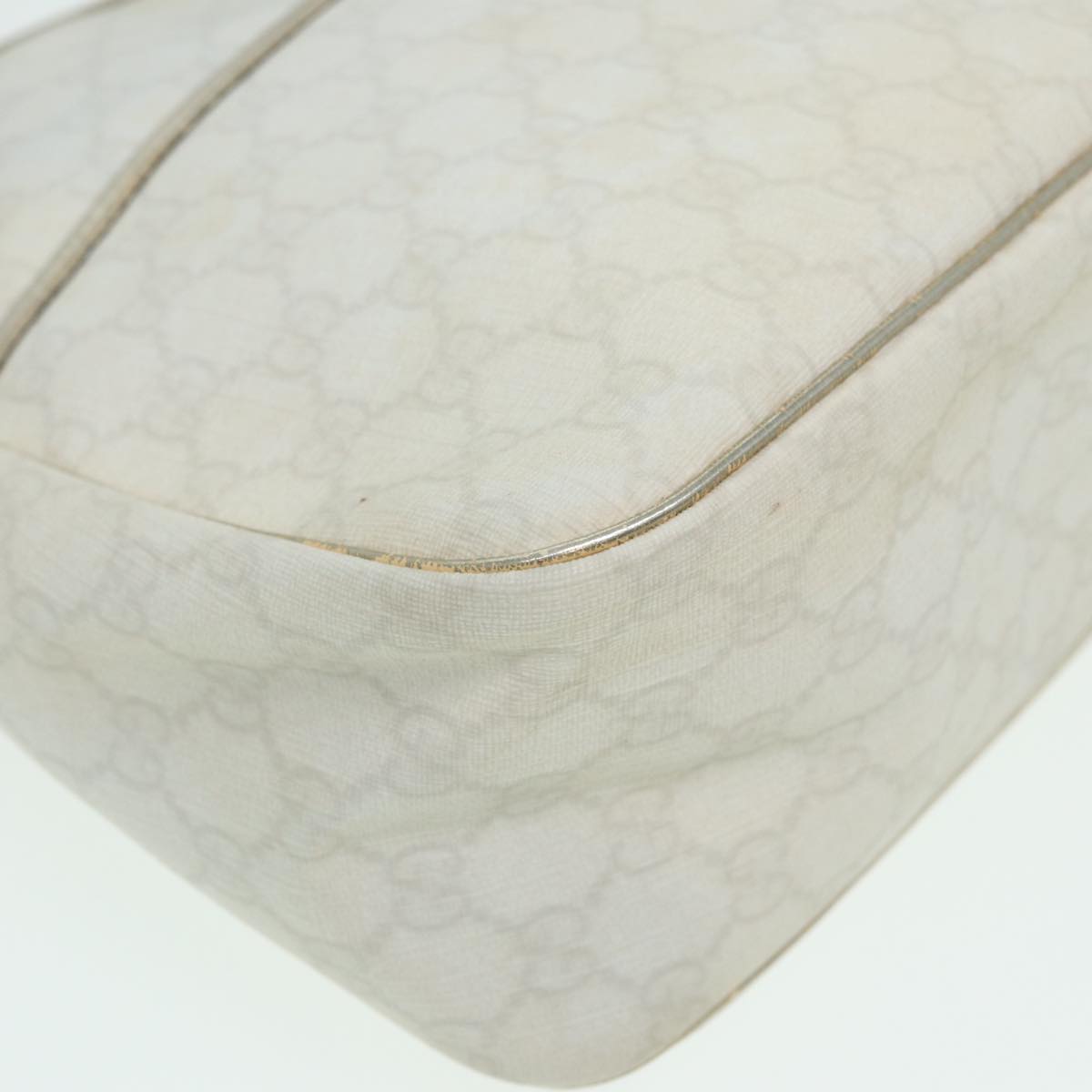 GUCCI GG Canvas Shoulder Bag PVC Leather White 84436