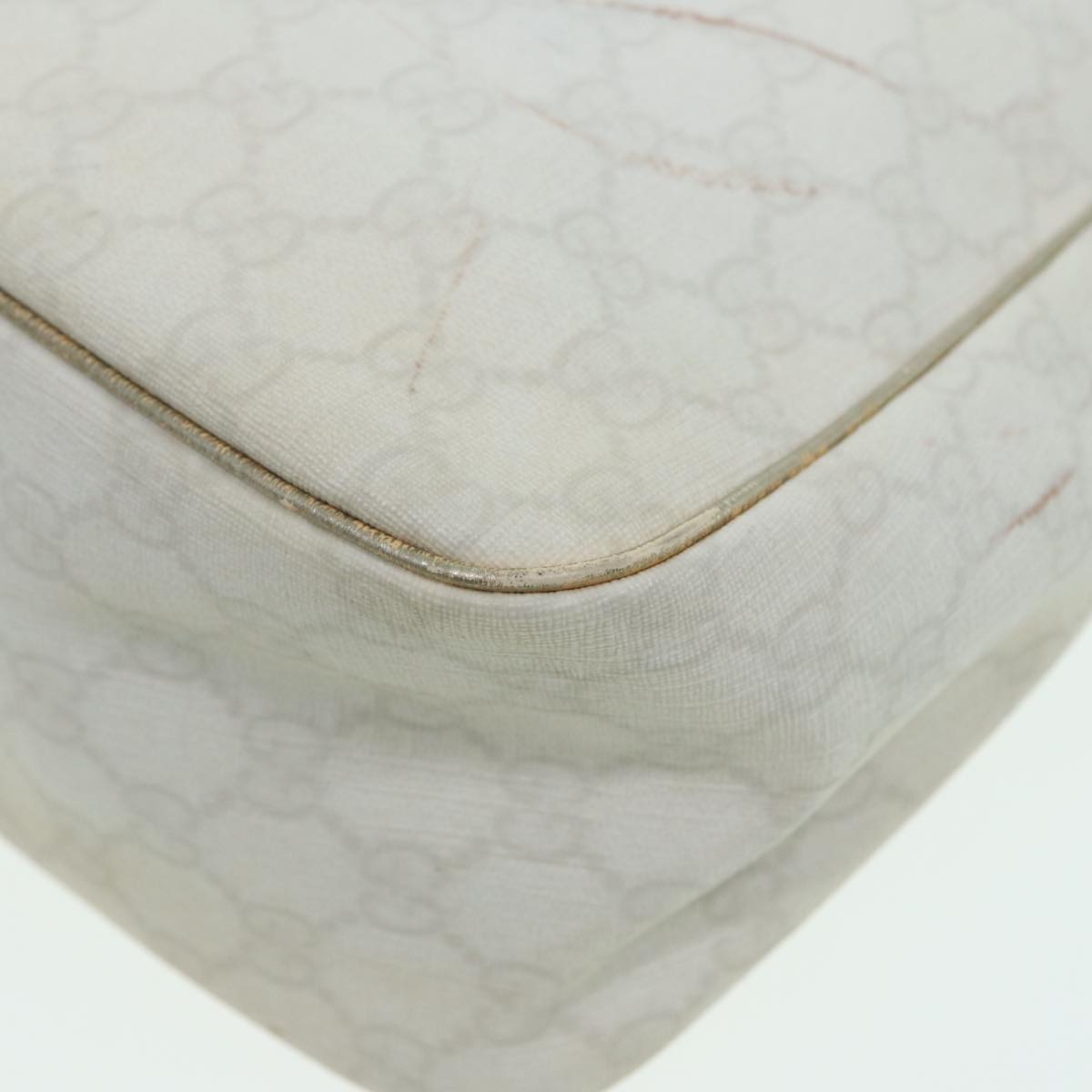 GUCCI GG Canvas Shoulder Bag PVC Leather White 84436