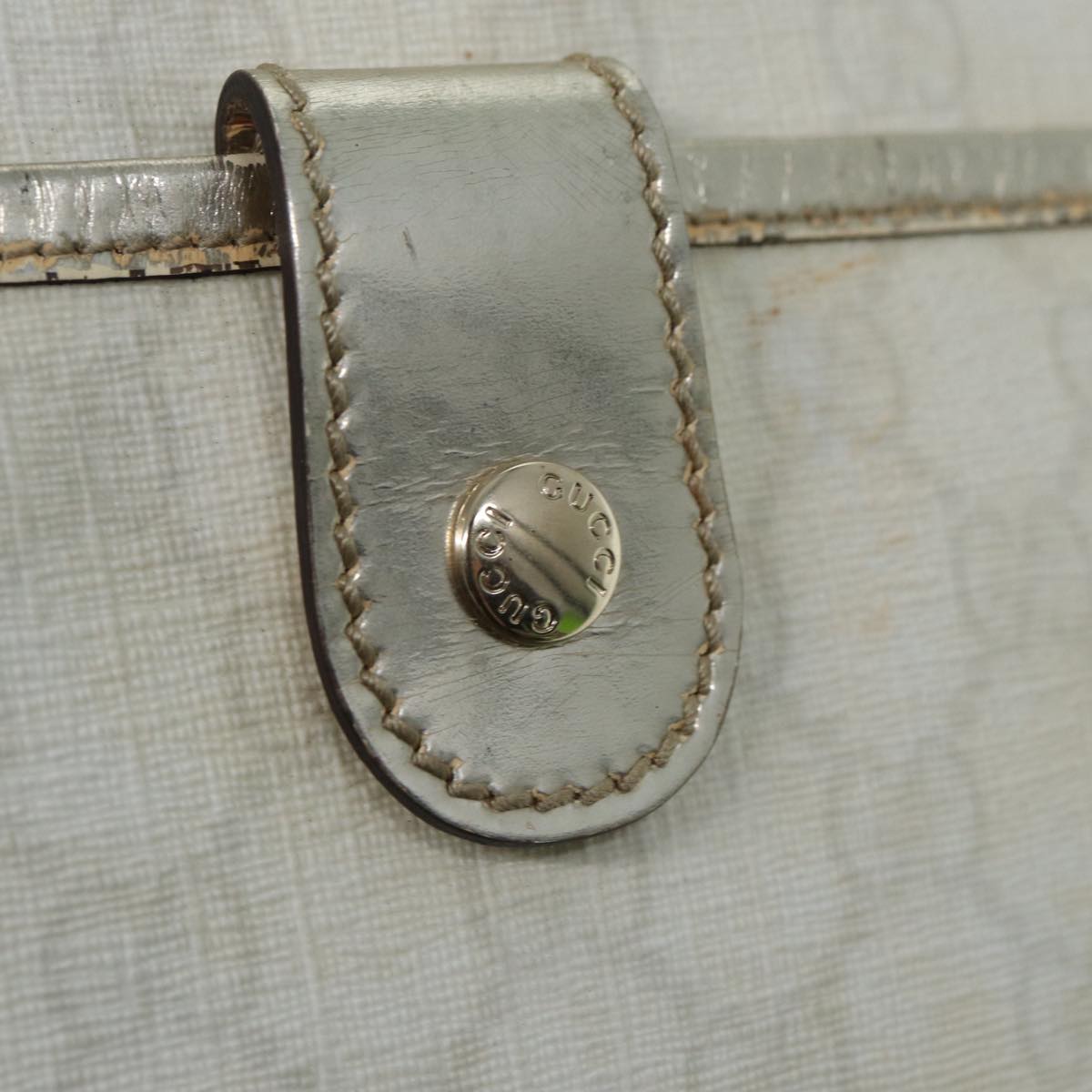GUCCI GG Canvas Shoulder Bag PVC Leather White 84436