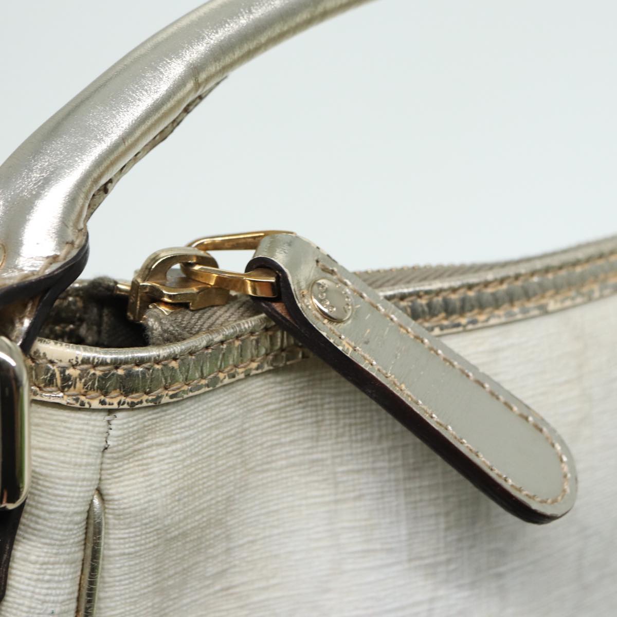 GUCCI GG Canvas Shoulder Bag PVC Leather White 84436