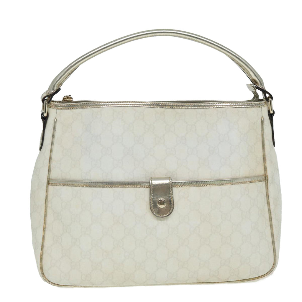 GUCCI GG Canvas Shoulder Bag PVC Leather White 84436