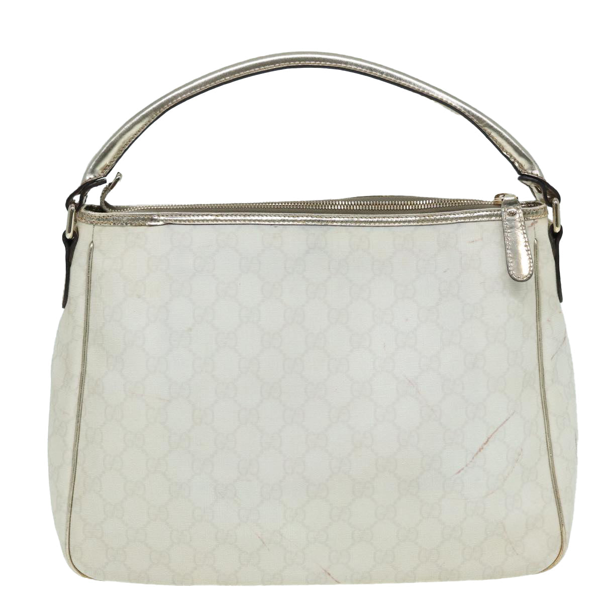 GUCCI GG Canvas Shoulder Bag PVC Leather White 84436