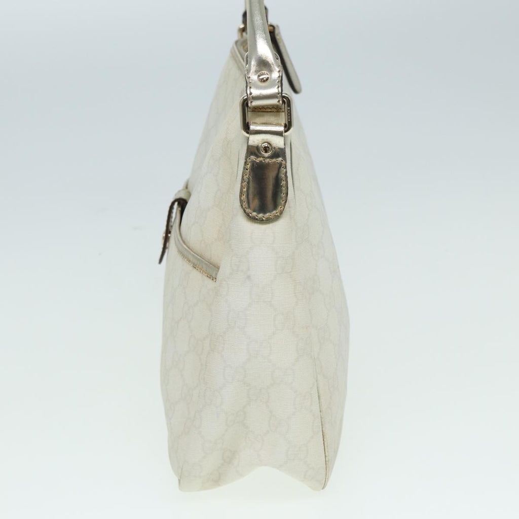 GUCCI GG Canvas Shoulder Bag PVC Leather White 84436