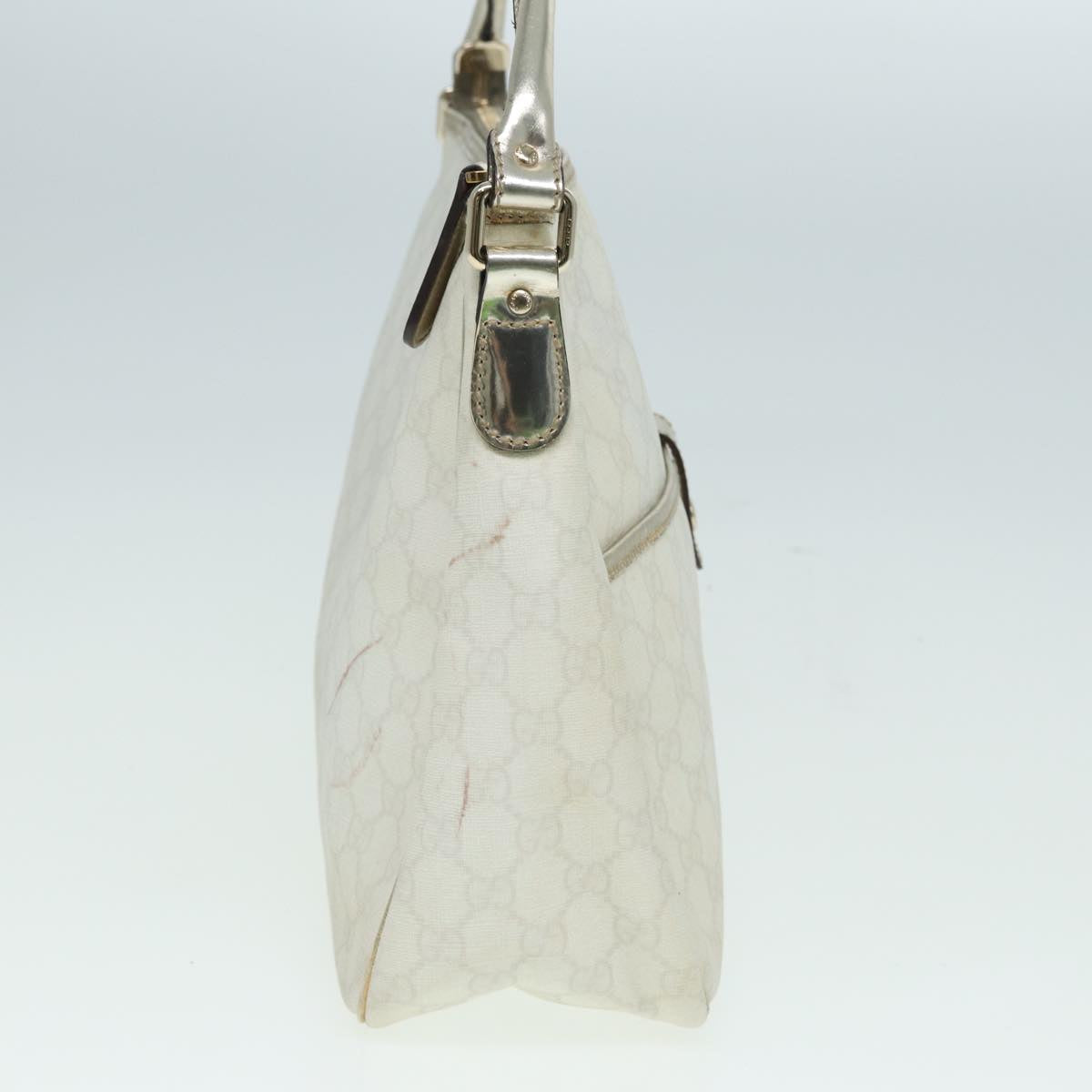 GUCCI GG Canvas Shoulder Bag PVC Leather White 84436