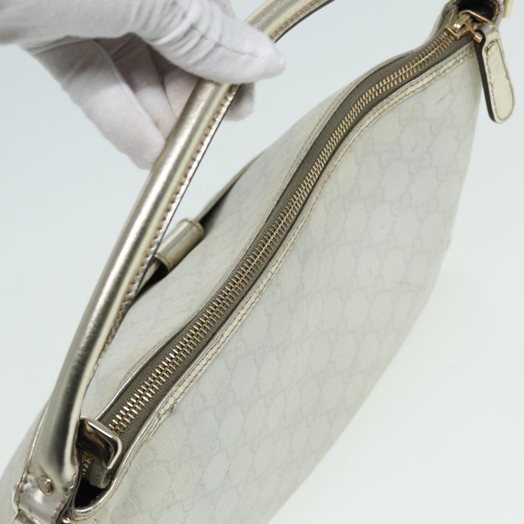 GUCCI GG Canvas Shoulder Bag PVC Leather White 84436