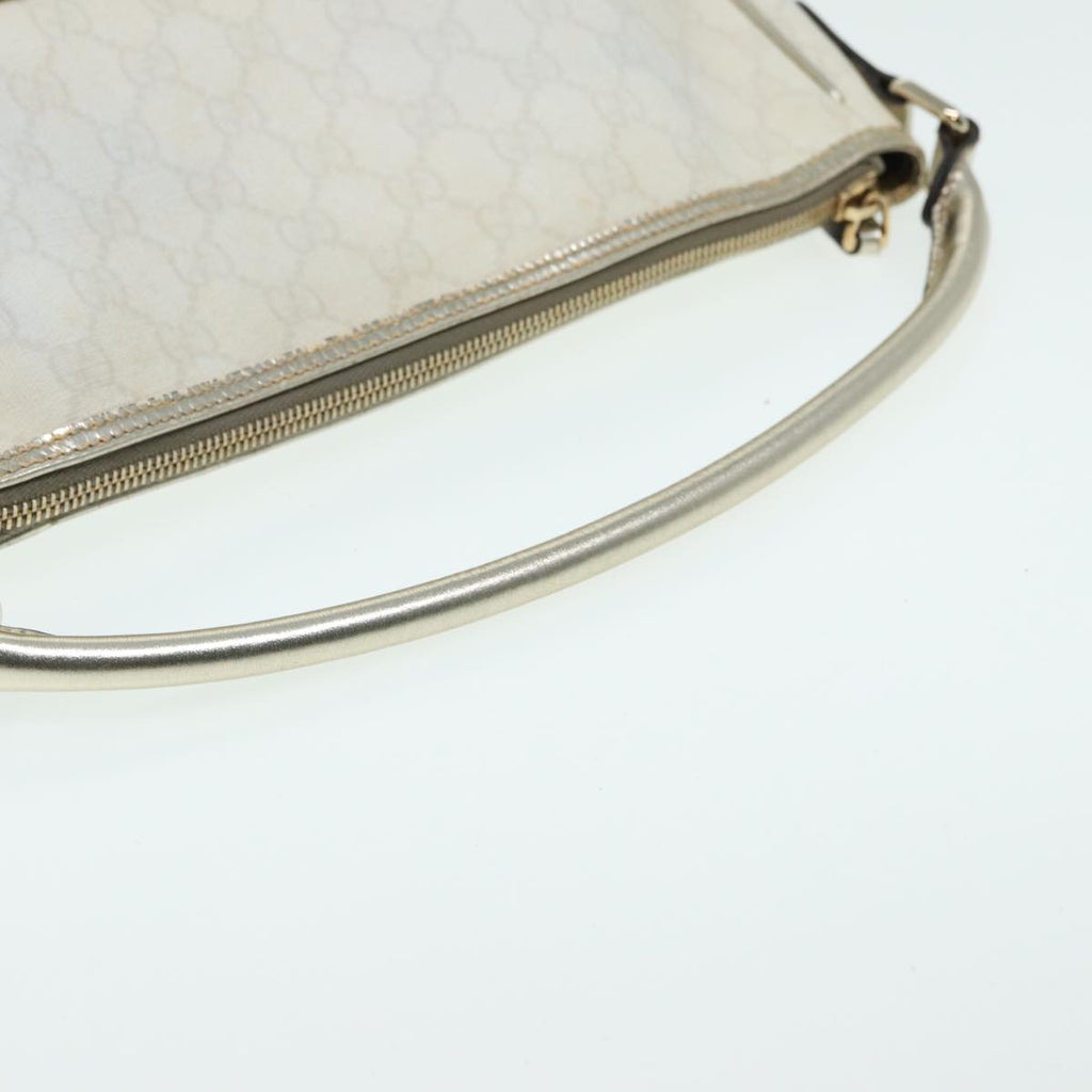 GUCCI GG Canvas Shoulder Bag PVC Leather White 84436
