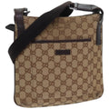 GUCCI GG Canvas Shoulder Bag Beige Brown 122793 84438