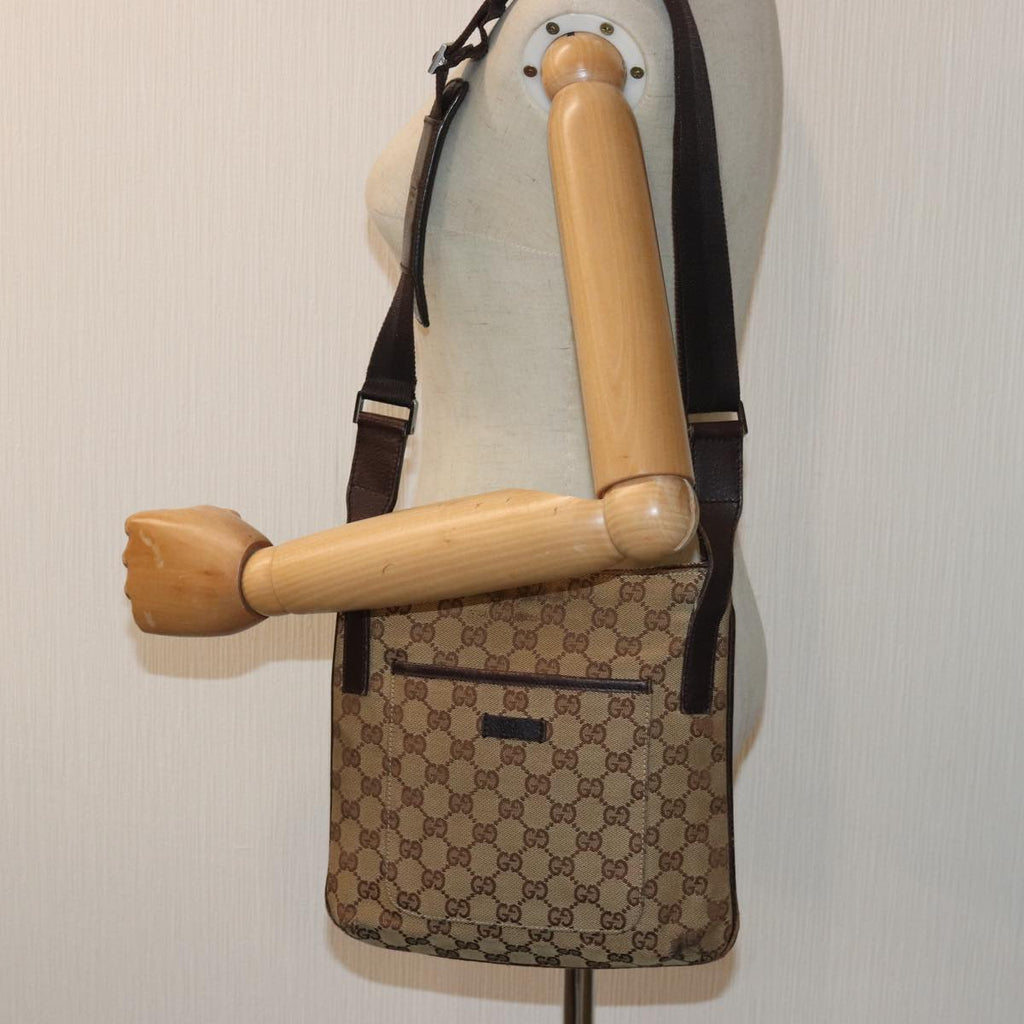 GUCCI GG Canvas Shoulder Bag Beige Brown 122793 84438