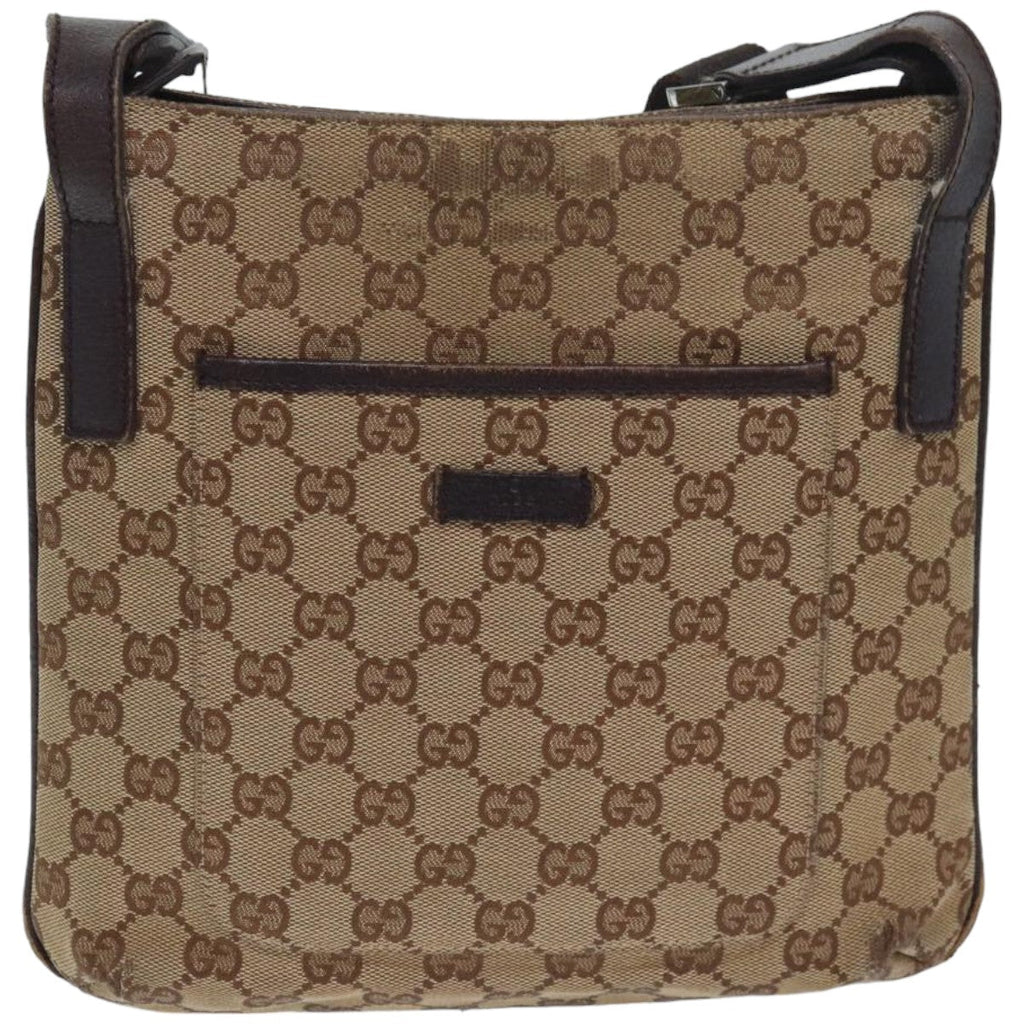 GUCCI GG Canvas Shoulder Bag Beige Brown 122793 84438