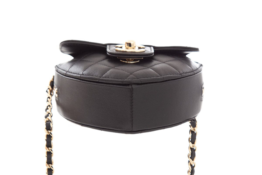 Chanel 2021 Black Mini Heart On Chain Handbag- Full Set