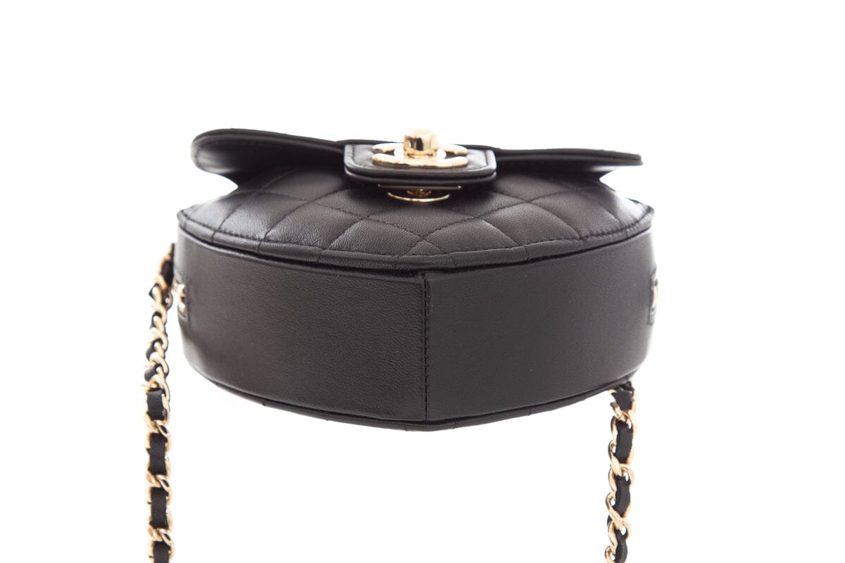 Chanel 2021 Black Mini Heart On Chain Handbag- Full Set