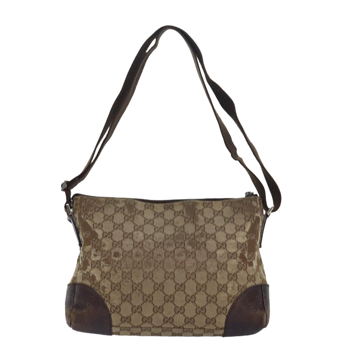 GUCCI GG Canvas Shoulder Bag Beige Brown 114273 84457