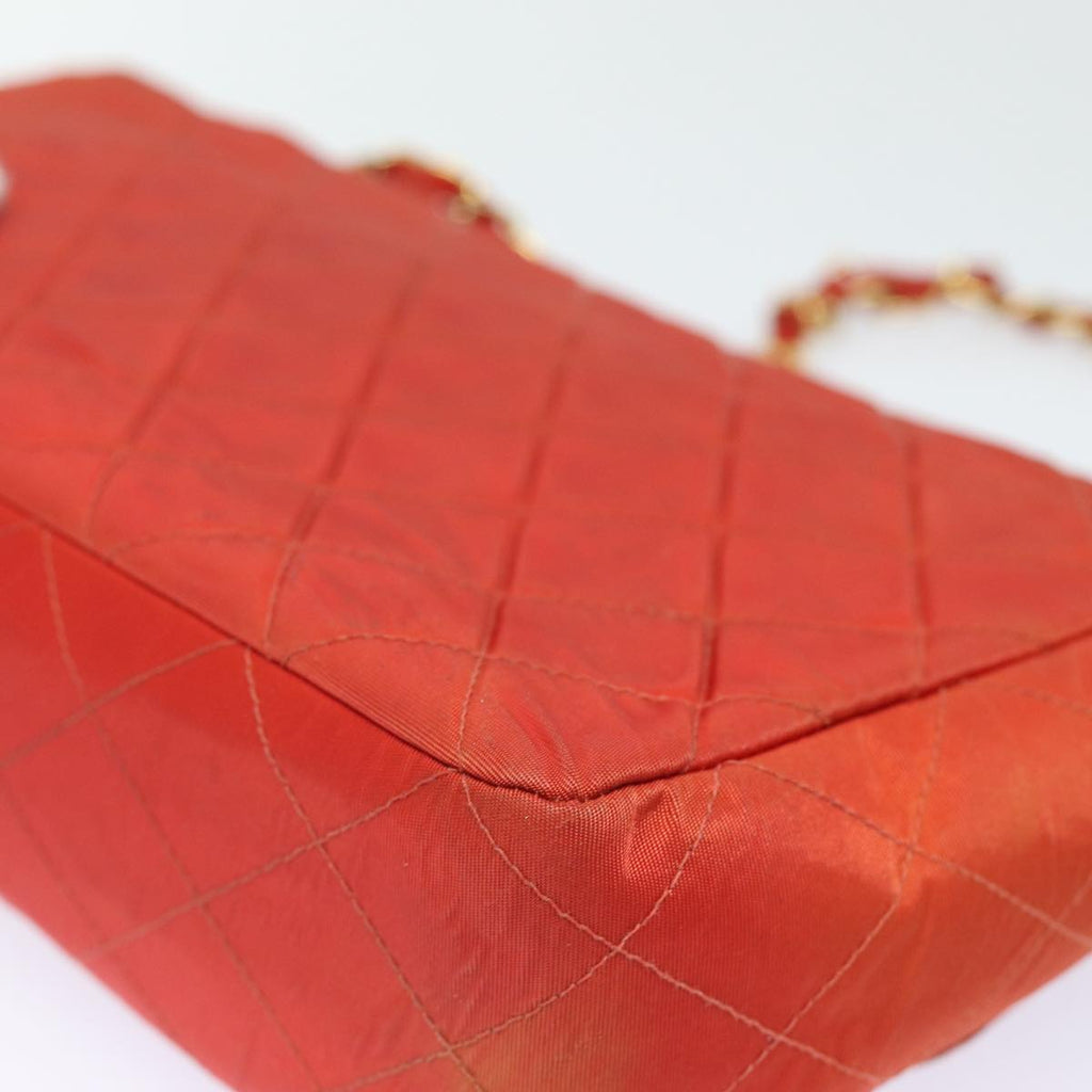 CHANEL Matelasse Chain Shoulder Bag Nylon Orange CC 84479