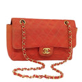 CHANEL Matelasse Chain Shoulder Bag Nylon Orange CC 84479