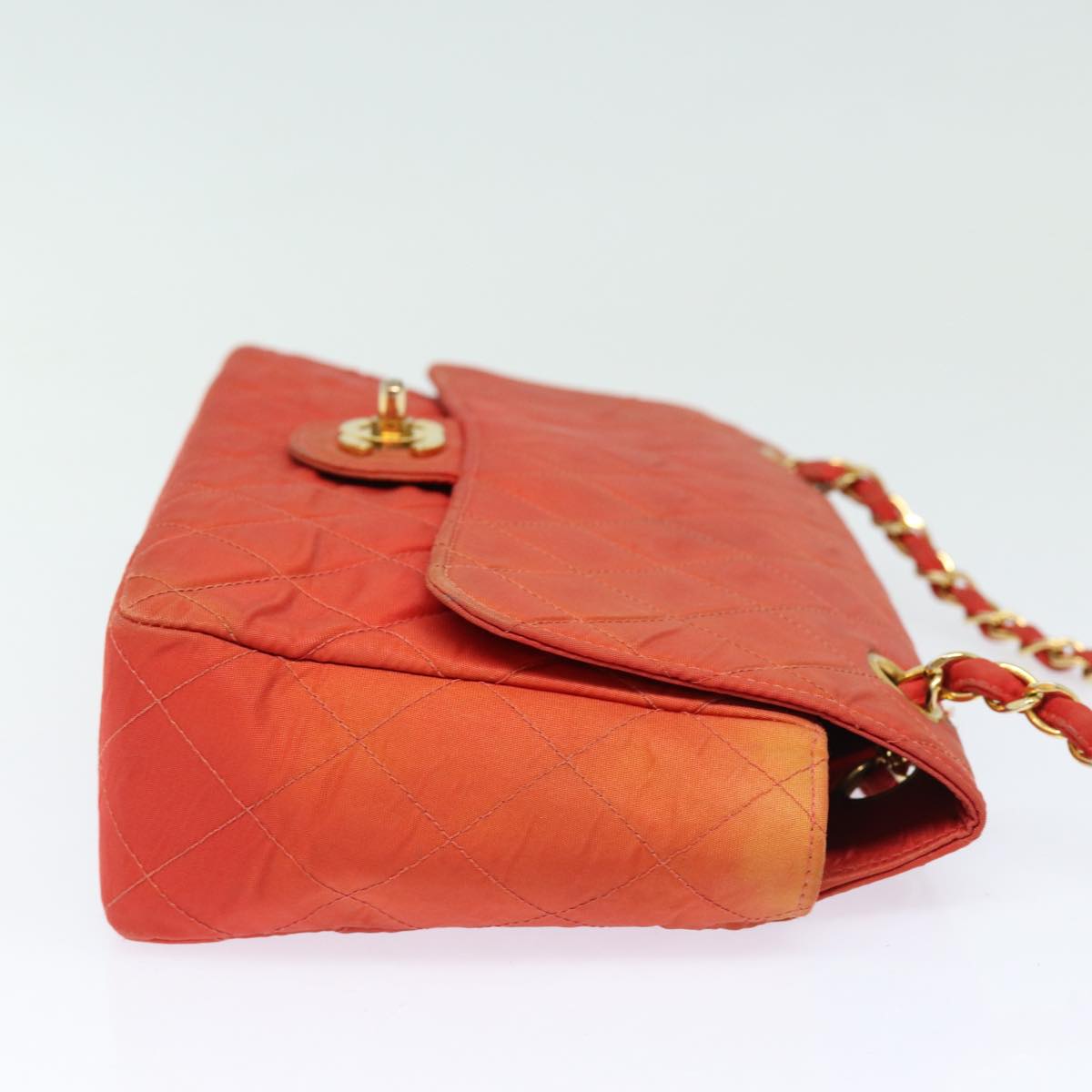 CHANEL Matelasse Chain Shoulder Bag Nylon Orange CC 84479