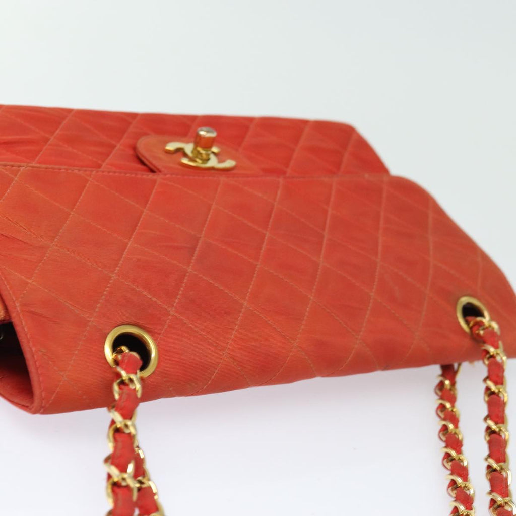 CHANEL Matelasse Chain Shoulder Bag Nylon Orange CC 84479