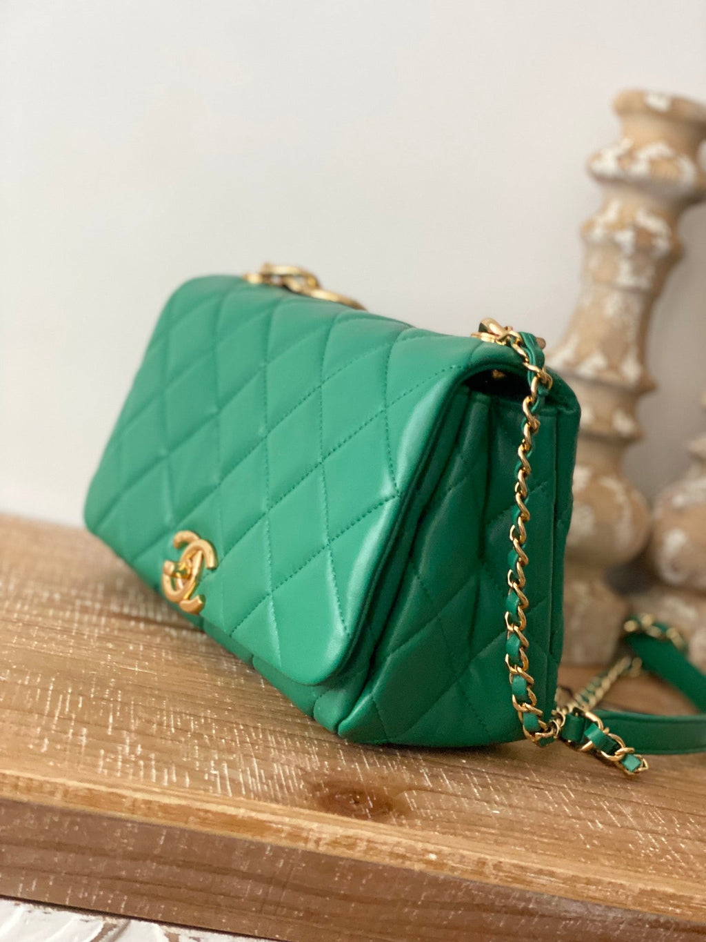 CHLLarge Flap Green Bag For Women 23cm/9in