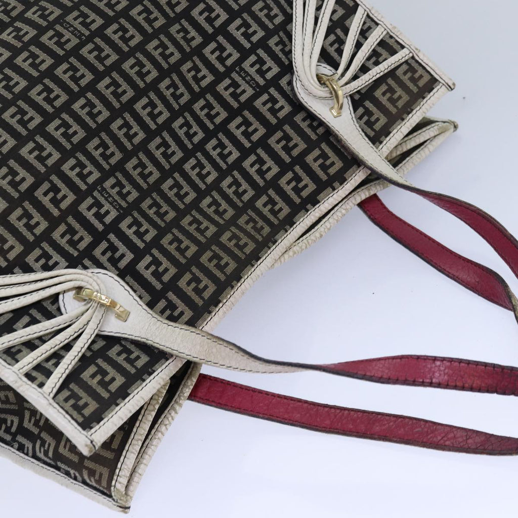 FENDI Zucchino Canvas Tote Bag Brown Gold 84553