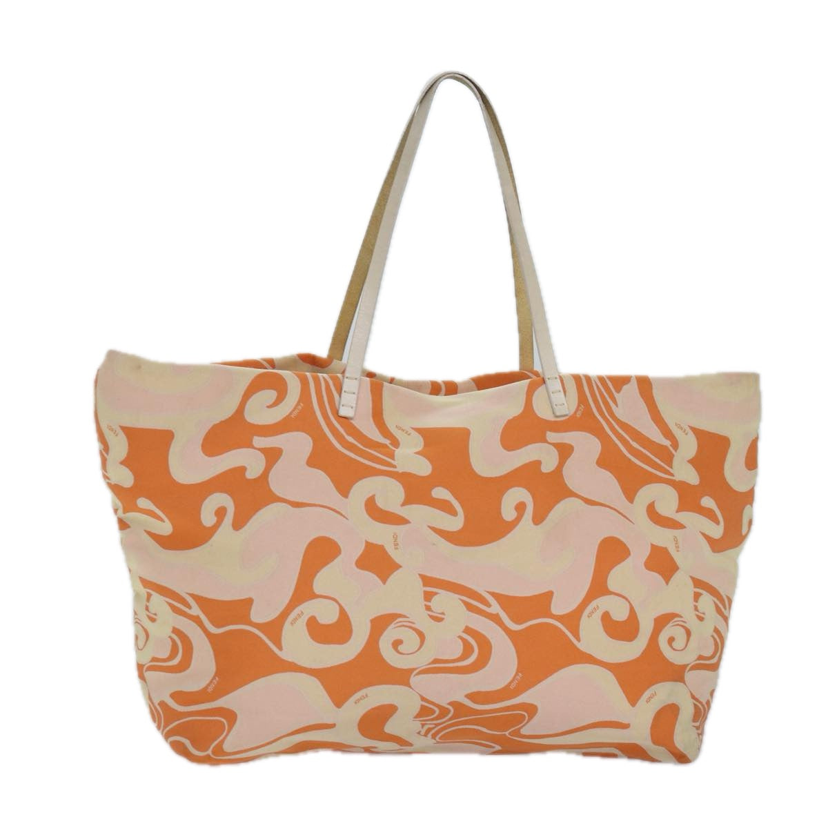 FENDI Tote Bag Canvas Orange Gold 84555